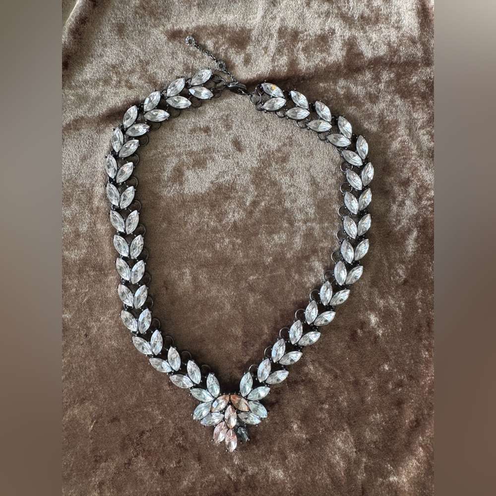 BaubleBar Silver and White Crystal Necklace